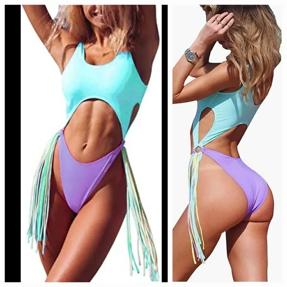 Sexy Monokini Cut Out One Piece Bikini Size Large